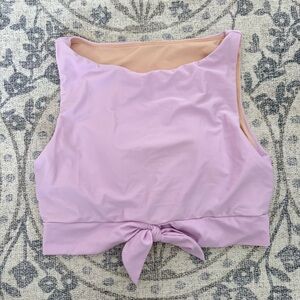 Lime Ricki Knotted Swim Crop Top